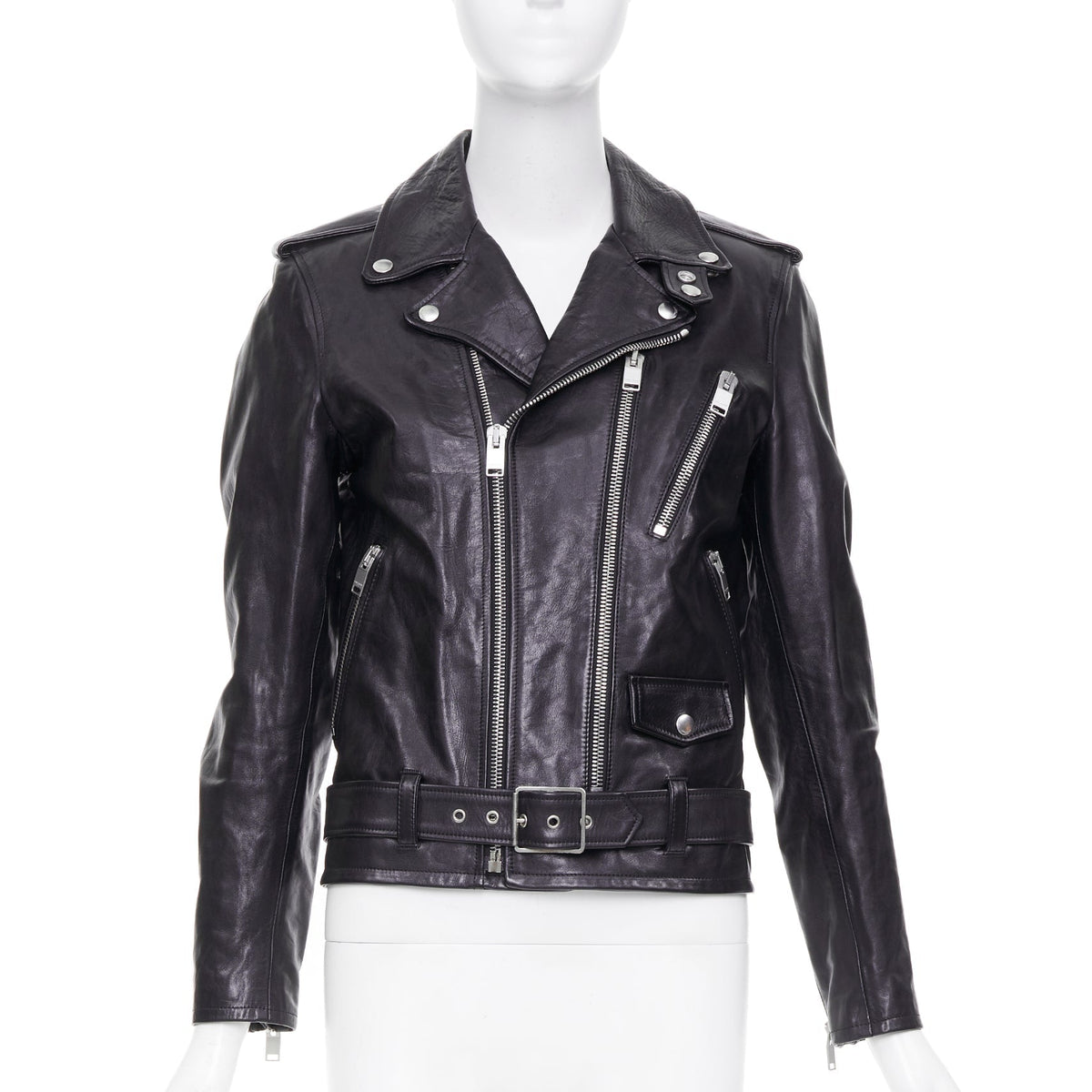 Men's Saint Laurent 2016 Black Leather L17 Buckled Biker Jacket