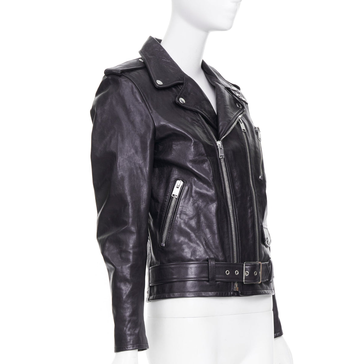 Men's Saint Laurent 2016 Black Leather L17 Buckled Biker Jacket