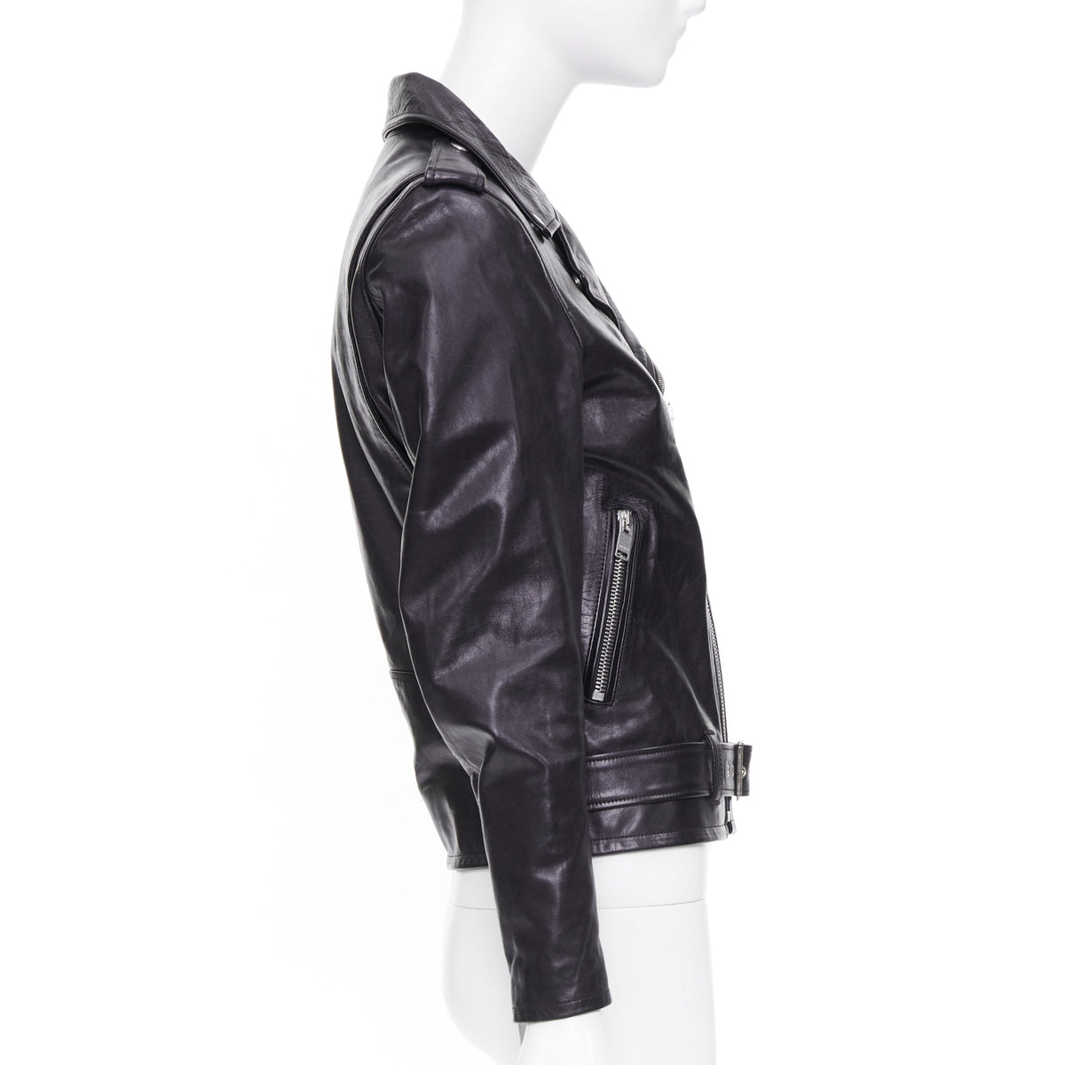Men's Saint Laurent 2016 Black Leather L17 Buckled Biker Jacket