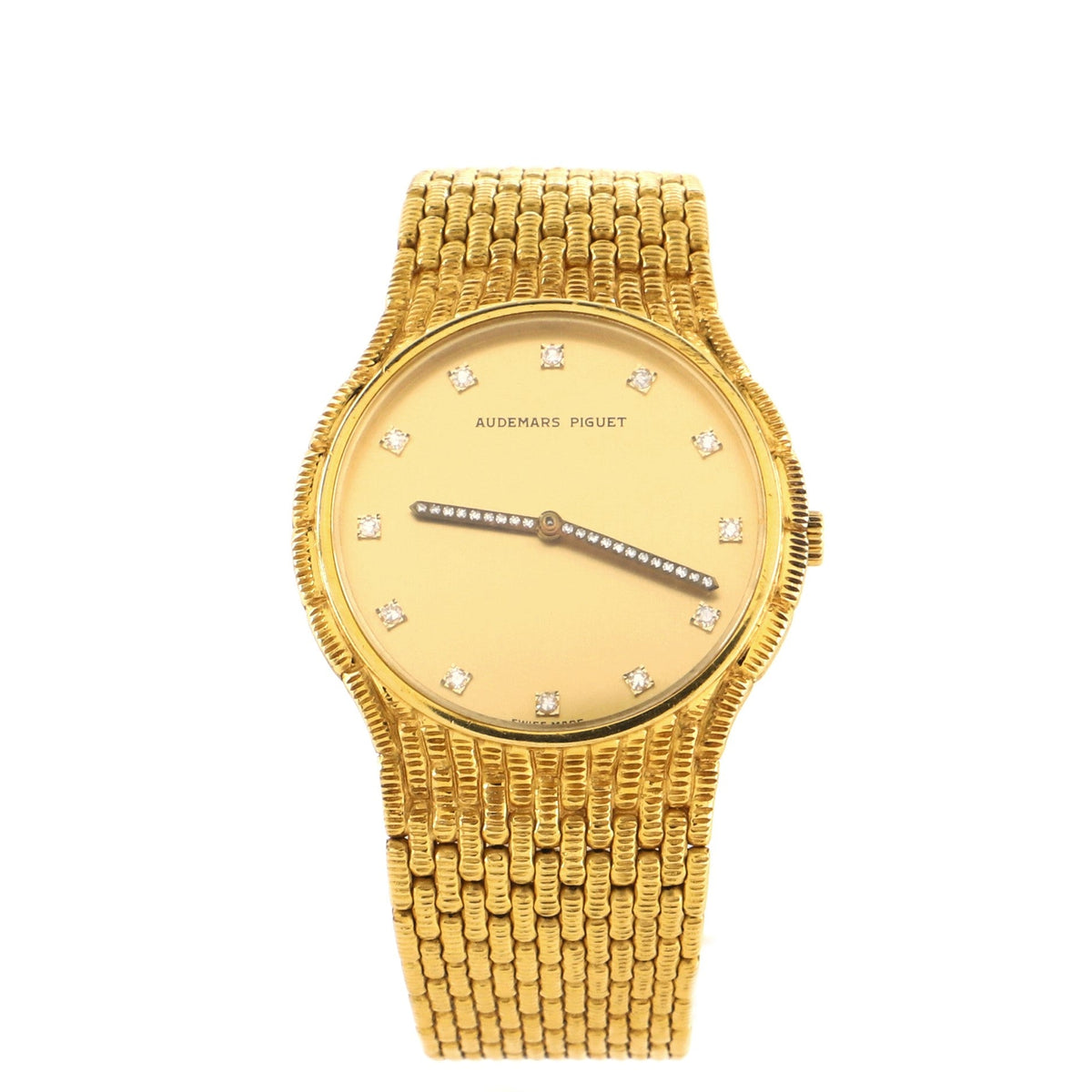 Cobra Round Quartz Watch Yellow Gold with Diamond Markers and Hands 30
