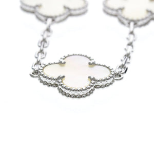 Van Cleef & Arpels Vintage Alhambra Bracelet Sterling Silver and 18K White Gold and Mother of Pearl - view 2