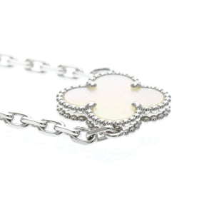 Van Cleef & Arpels Vintage Alhambra Bracelet Sterling Silver and 18K White Gold and Mother of Pearl - view 3