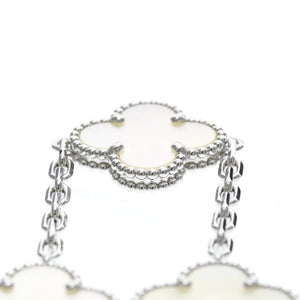 Van Cleef & Arpels Vintage Alhambra Bracelet Sterling Silver and 18K White Gold and Mother of Pearl - view 4
