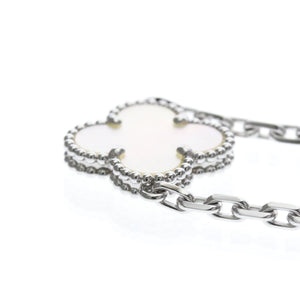 Van Cleef & Arpels Vintage Alhambra Bracelet Sterling Silver and 18K White Gold and Mother of Pearl - view 5