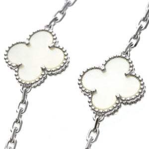 Van Cleef & Arpels Vintage Alhambra Bracelet Sterling Silver and 18K White Gold and Mother of Pearl - view 6