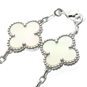Van Cleef & Arpels Vintage Alhambra Bracelet Sterling Silver and 18K White Gold and Mother of Pearl - view 7