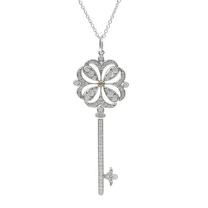 Tiffany & Co. Keys Pendant Necklace 18K Rose Gold and 18K White Gold with Diamond - view 1