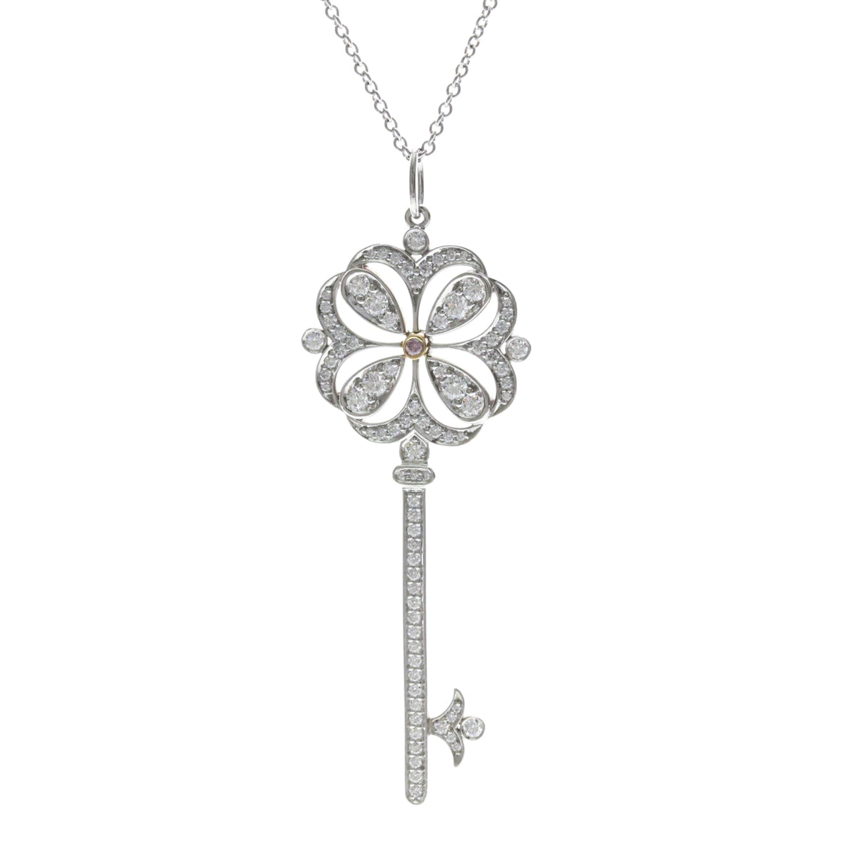 Keys Pendant Necklace 18K Rose Gold and 18K White Gold with Diamond