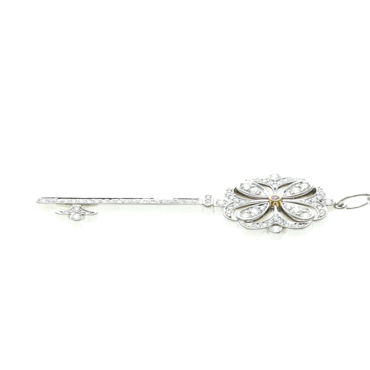 Keys Pendant Necklace 18K Rose Gold and 18K White Gold with Diamond