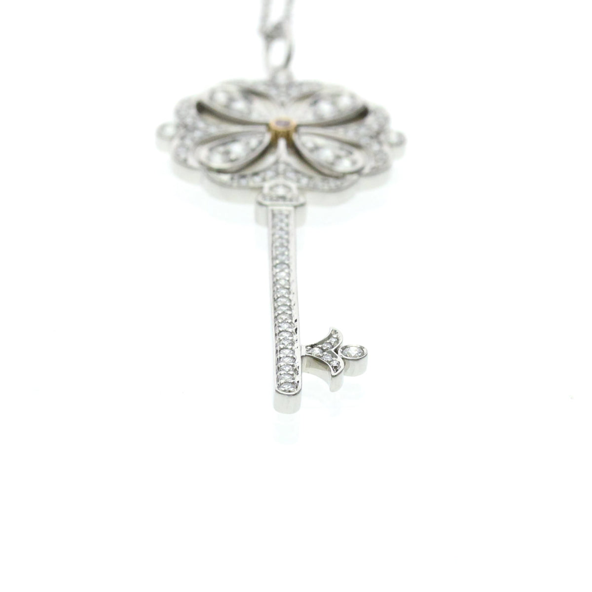 Keys Pendant Necklace 18K Rose Gold and 18K White Gold with Diamond