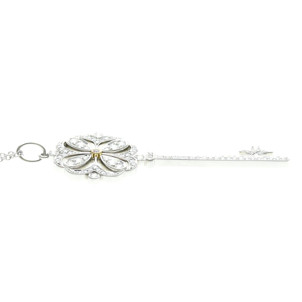 Keys Pendant Necklace 18K Rose Gold and 18K White Gold with Diamond