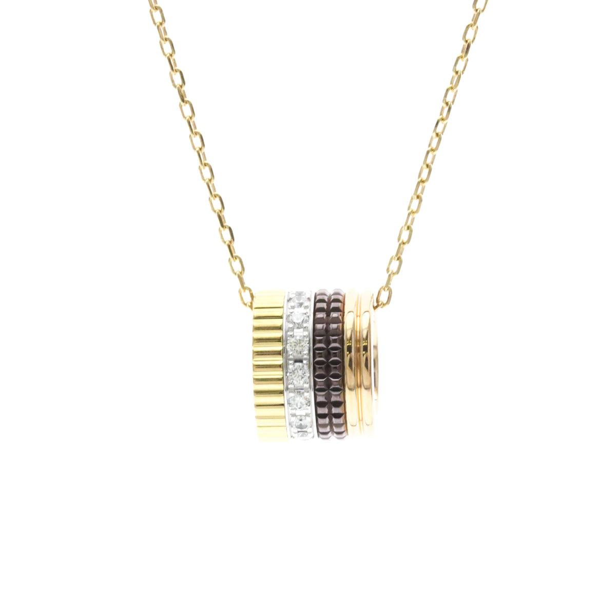 Pendant Necklace with Diamond 18K Tricolor Gold