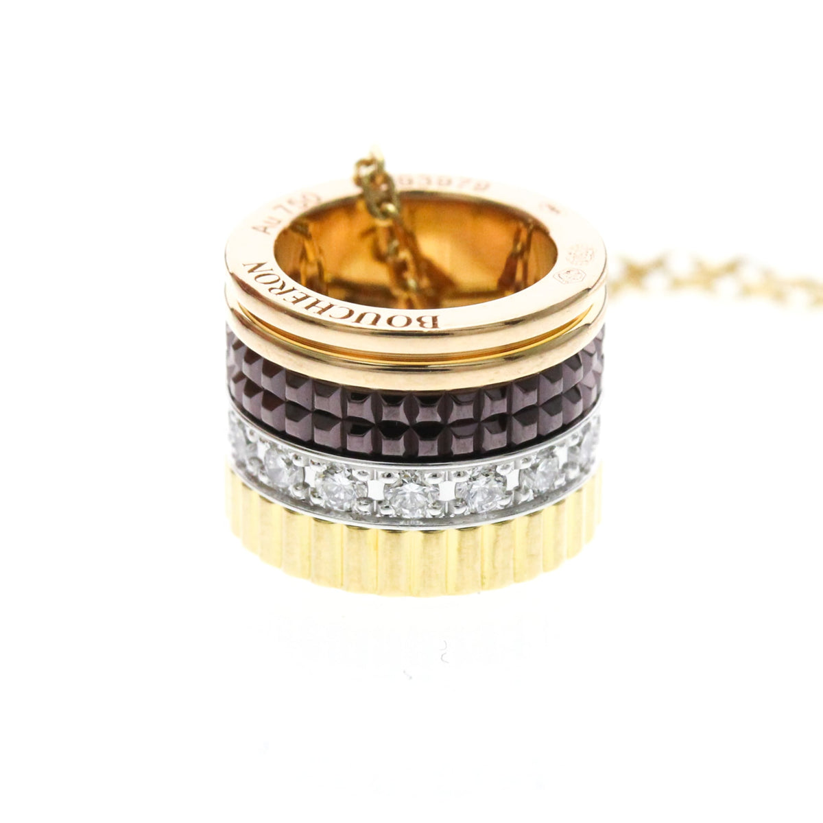 Pendant Necklace with Diamond 18K Tricolor Gold