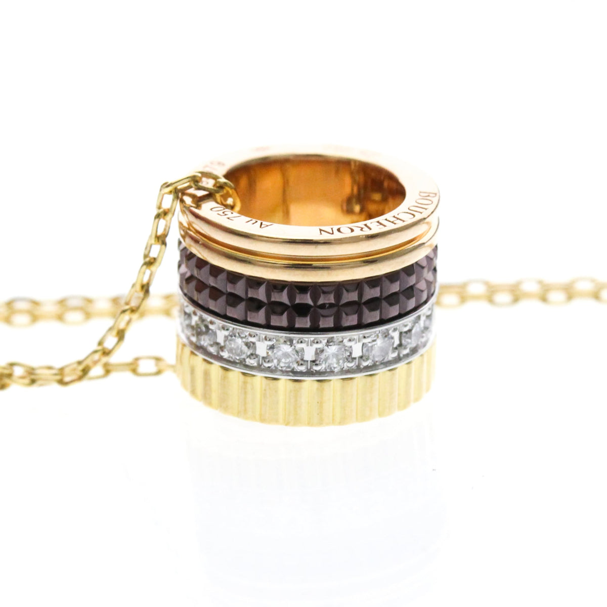 Pendant Necklace with Diamond 18K Tricolor Gold