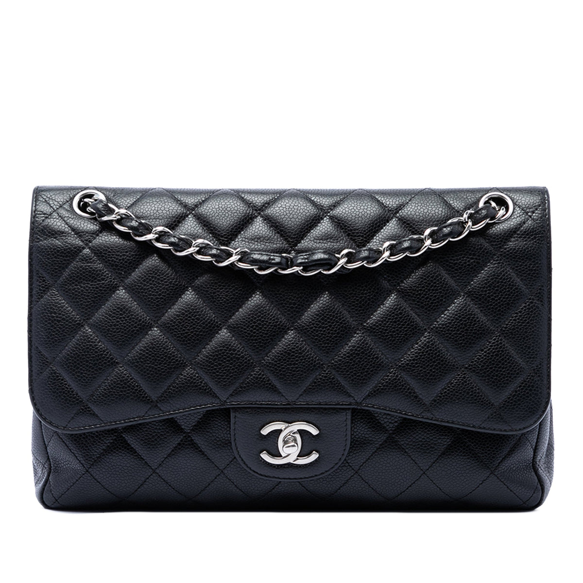 Chanel Classic Double Flap Bag Quilted Caviar Jumbo
