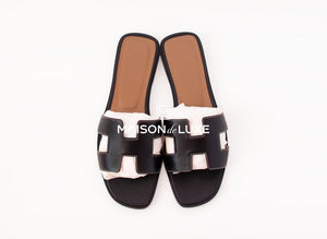 Hermes Hermes Women's Black Oran Sandal Slipper 37 Shoes - view 3