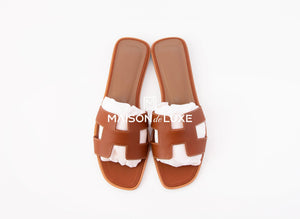 Hermes Hermes Women's Gold Oran Sandal Slipper 38 Shoes - view 3
