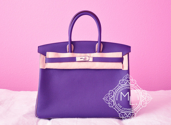 Hermes Hermes Iris Purple + Gris Gray Bicolor Togo Birkin 35 cm