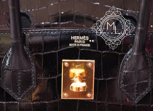 Hermes Hermes Noir Black GHW Niloticus Crocodile Birkin 30 Handbag - view 6