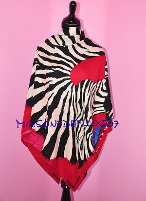 Hermes Hermes "Zebra Pegasus" Pink Blue Cashmere 140 GM Shawl Scarf - view 5