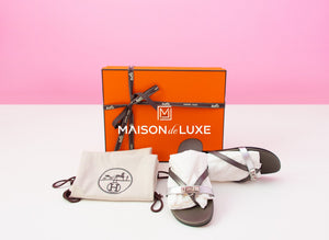 Hermes Hermes Women's Metallic Silver Corfou Sandal Slipper 37 Shoes - view 1