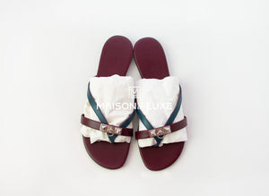 Hermes Hermes Women's Burgundy Corfou Sandal Slipper 37 Shoes - view 2