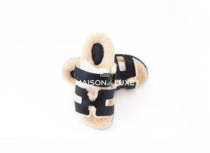 Hermes Hermes Women's Black Shearling Chypre Sandal 37 - view 2