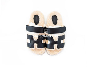 Hermes Hermes Women's Black Shearling Chypre Sandal 37 - view 3