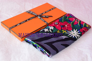 Hermes Hermes Cashmere 140 GM Tyger Tyger Blue Fuchsia Shawl Scarf - view 9