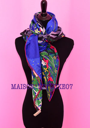 Hermes Hermes Cashmere 140 GM Tyger Tyger Blue Fuchsia Shawl Scarf - view 3