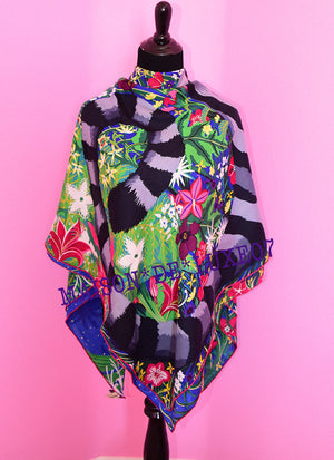 Hermes Hermes Cashmere 140 GM Tyger Tyger Blue Fuchsia Shawl Scarf - view 8