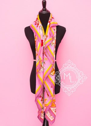 Hermes Hermes "Kachinas" Pink Yellow Cashmere 140 GM Shawl Scarf - view 3
