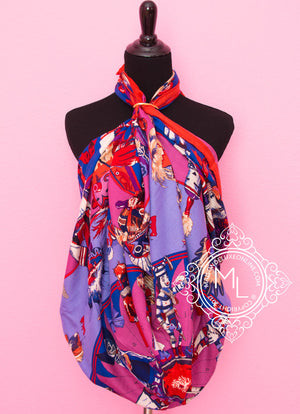 Hermes Hermes "Kachinas" Blue Purple Cashmere 140 GM Shawl Scarf - view 7