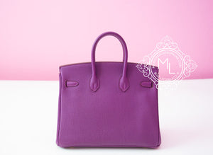 Hermes Hermes Pre-owned Hermes Anemone Togo Gold Hardware Birkin 25 Handbag - view 3