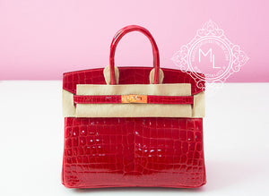 Hermes Hermes Braise Red Crocodile Birkin 25 Handbag - view 1