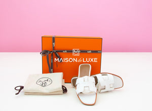 Hermes Hermes Women's White Oran Sandal Slipper 37 Shoes - view 1