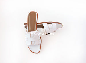 Hermes Hermes Women's White Oran Sandal Slipper 37 Shoes - view 2