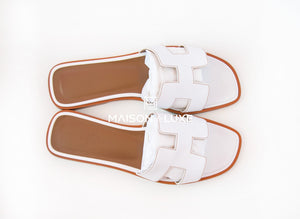 Hermes Hermes Women's White Oran Sandal Slipper 37 Shoes - view 4