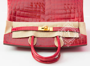 Hermes Hermes Braise Red Crocodile Birkin 25 Handbag - view 9