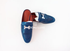 Hermes Hermes Women's Blue Maritime Rivoli 37 Mule Shoes - view 2