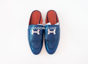 Hermes Hermes Women's Blue Maritime Rivoli 37 Mule Shoes - view 3