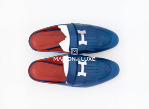 Hermes Hermes Women's Blue Maritime Rivoli 37 Mule Shoes - view 4
