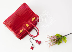 Hermes Hermes Braise Red Crocodile Birkin 25 Handbag - view 3