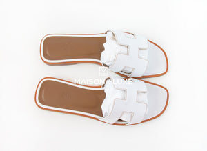 Hermes Hermes Women's White Oran Sandal Slipper 38 Shoes - view 3