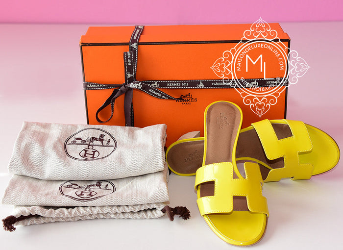Hermes Hermes Womens Jaune Citron Yellow Oasis Sandal Slipper 36.5 Shoes