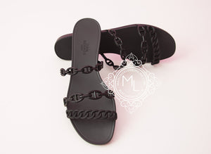 Hermes Hermes Womens Rivage Jelly Black Sandal Slipper 38 Shoes - view 2