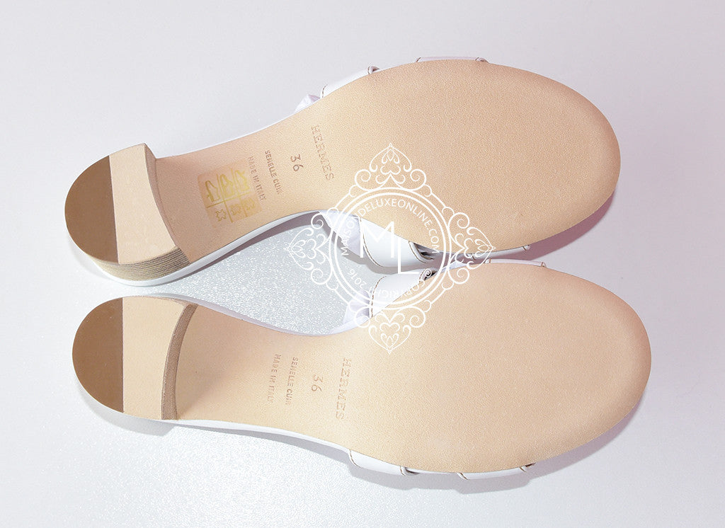Hermes Womens White Oasis Sandal Slipper 36 Shoes