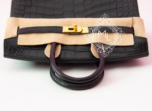Hermes Hermes Noir Black Matte Crocodile Gold Birkin 25 Handbag - view 7