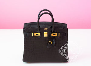 Hermes Hermes Noir Black Matte Crocodile Gold Birkin 25 Handbag - view 3
