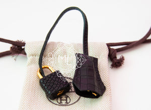 Hermes Hermes Noir Black Matte Crocodile Gold Birkin 25 Handbag - view 14